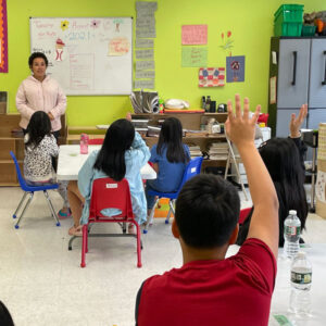 Students and teachers in a summer classroom